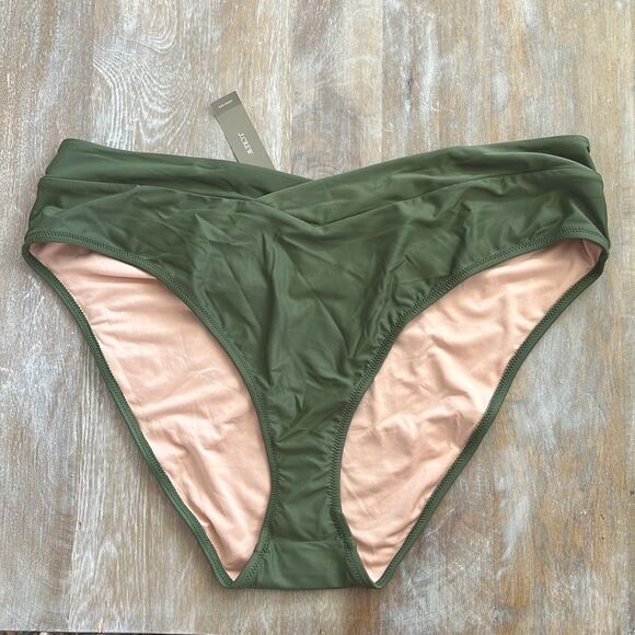 J Crew Cross Front Cheeky Bikini Bottom‎ Size 2X Green - Picture 1 of 7